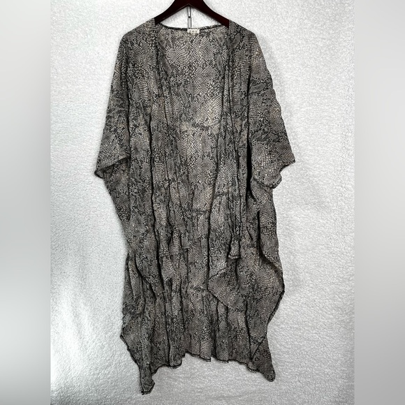 POL Snake Skin Printed Sheer Kimono one size open front lightweight cover up top - Picture 1 of 16